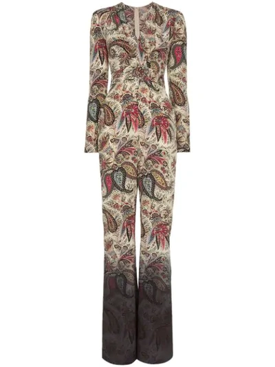 Shop Etro Ombre Paisley Print Jumpsuit In Multicoloured