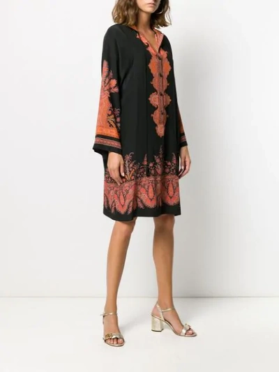 Shop Etro Printed Silk Midi Dress In 1 Nero