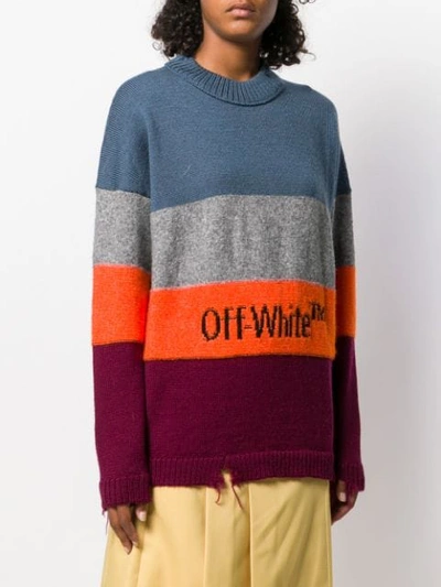 Shop Off-white Distressed Logo Sweater In Orange