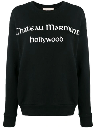 Shop Gucci Oversize Sweatshirt With Chateau Marmont In Black
