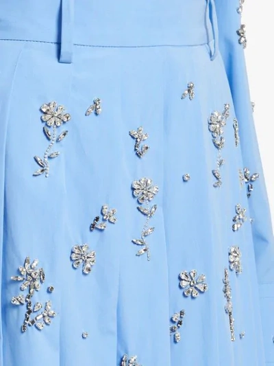 Shop Prada Floral Embellished Skirt In F0013 Light Blue