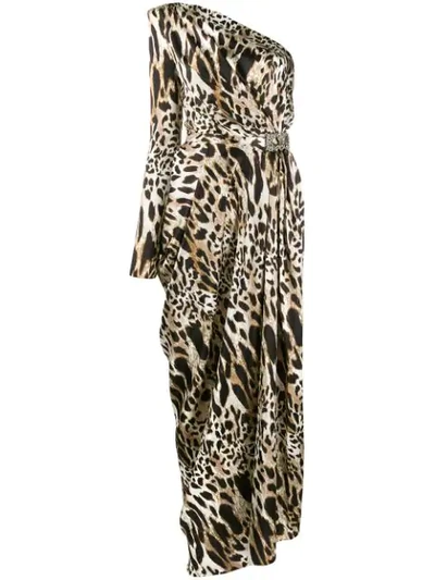Shop Alexandre Vauthier Leopard Print Evening Dress In Brown