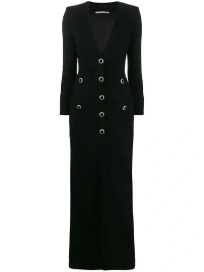 Shop Alessandra Rich Long V-neck Dress In Black