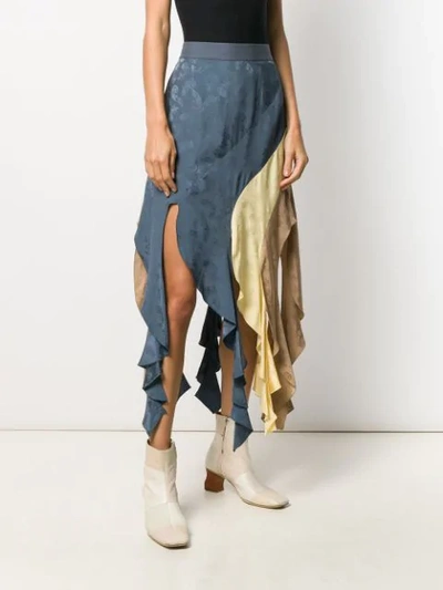 Shop Loewe Asymmetric Curl Skirt In Blue