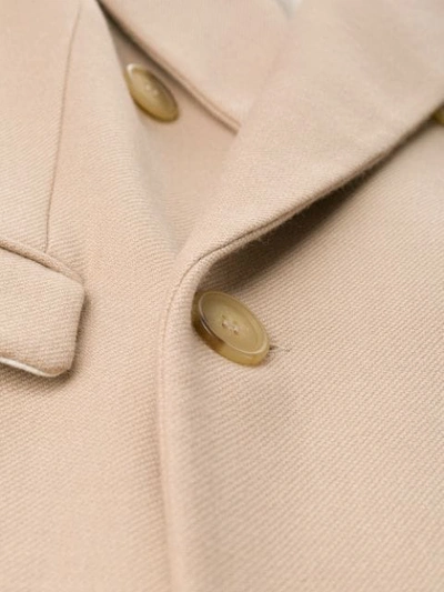 Shop Sandro Double Breasted Coat In Neutrals