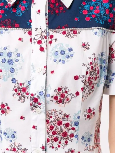 Shop Carolina Herrera Floral Print Flared Shirt Dress In White Multi