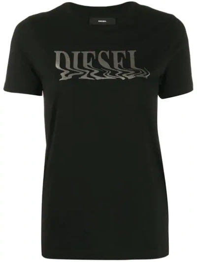 Shop Diesel Metallic Foil Logo T-shirt In Black