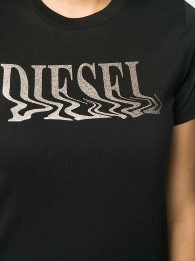 Shop Diesel Metallic Foil Logo T-shirt In Black