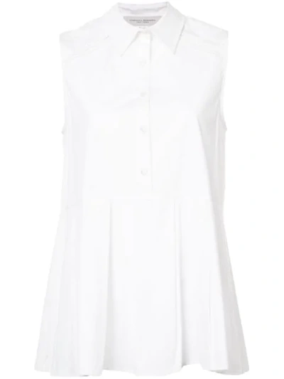 Shop Carolina Herrera Sleeveless Pleated Shirt - White