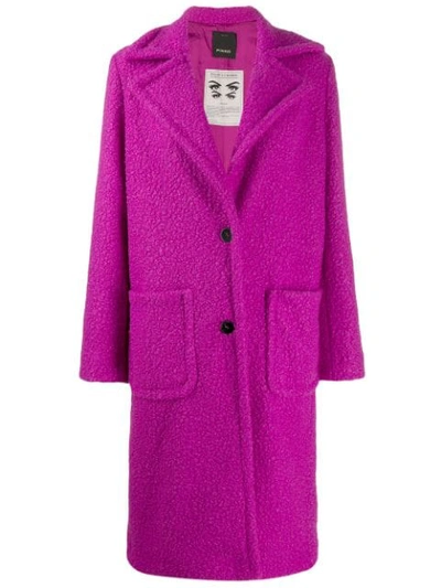 Shop Pinko Bouclé Coat In Purple