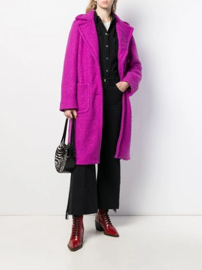 Shop Pinko Bouclé Coat In Purple