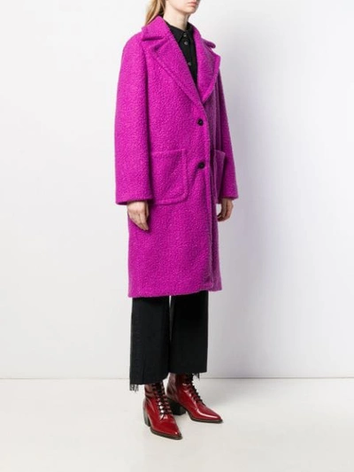 Shop Pinko Bouclé Coat In Purple
