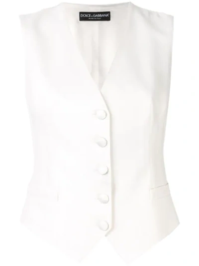 Shop Dolce & Gabbana Fitted Waistcoat In White