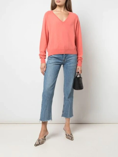 Shop A Shirt Thing V Neck Jumper In Pink