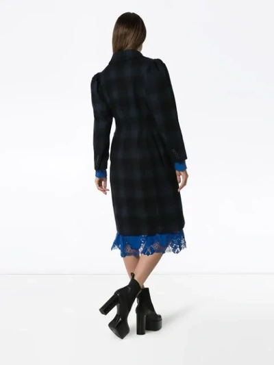 Shop Blindness Single-breasted Check Wool Coat In Black