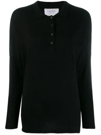 Shop Snobby Sheep Knitted Polo Shirt In Black