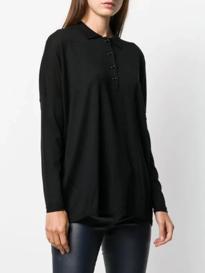Shop Snobby Sheep Knitted Polo Shirt In Black