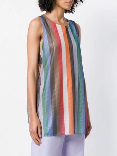 Shop Reality Studio Striped Mesh Vest - Multicolour