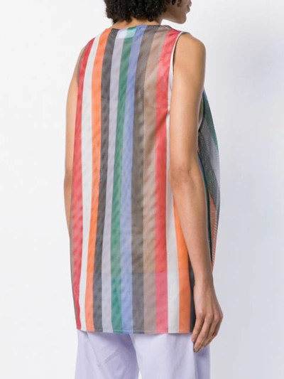 Shop Reality Studio Striped Mesh Vest - Multicolour