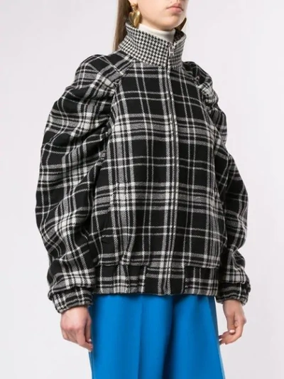 Shop Msgm Check Jacket In Black