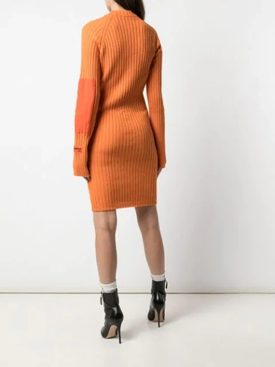 Shop Heron Preston Patch Ribbed Dress In Orange