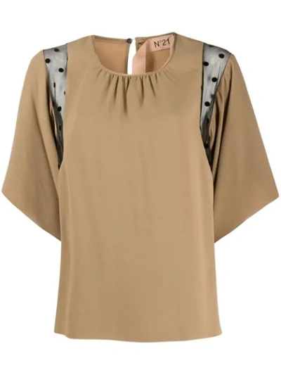 Shop N°21 Sheer Panels Blouse In Neutrals