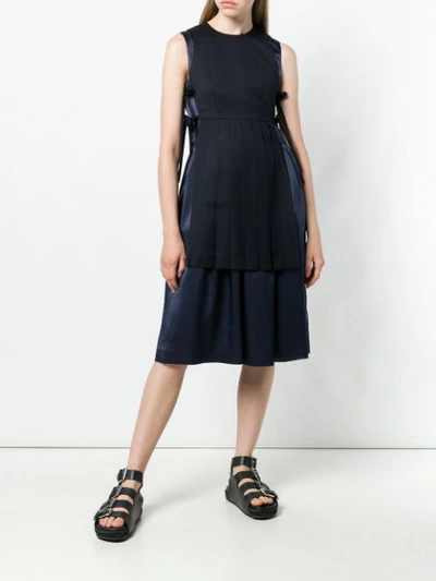Shop Comme Des Garçons Pleated Layer Tie-side Dress In Blue