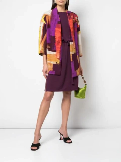 Shop Natori Printed Kimono In Purple