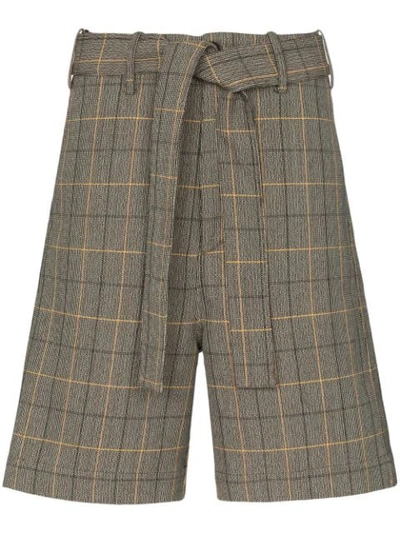 Shop Plan C Check Tailored Shorts In Brown