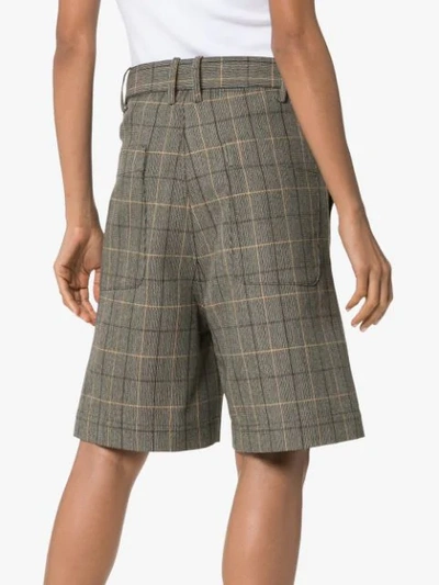 Shop Plan C Check Tailored Shorts In Brown