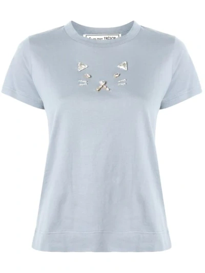 Shop Tu Es Mon Tresor Cat Bijou T-shirt In Blue