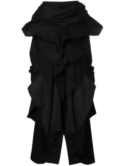 Shop Yohji Yamamoto Ruffled Neck Coat In Black