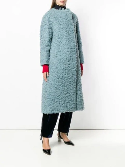 Shop Roksanda Long Fur Coat In Blue