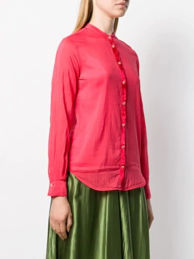 Shop Forte Forte Long Sleeved Sheer Blouse In Red