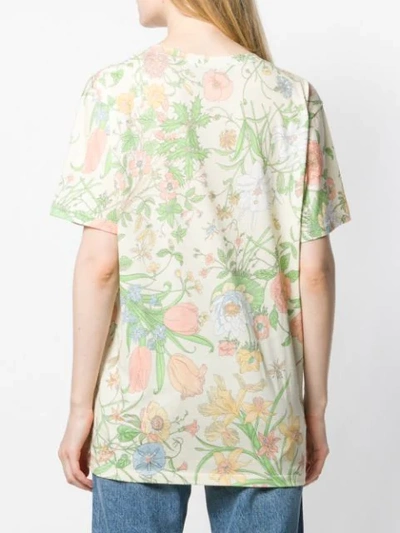 Shop Gucci Floral Print T-shirt In Neutrals