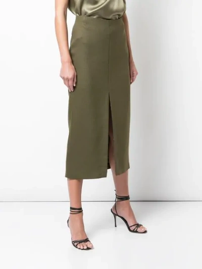 Shop Adam Lippes Pencil Skirt With Front Slit In Green