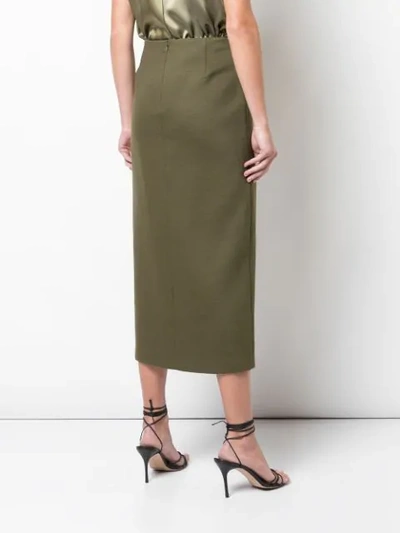 Shop Adam Lippes Pencil Skirt With Front Slit In Green