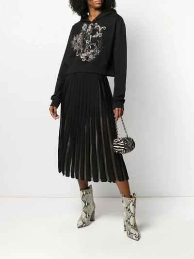 Shop Balmain Pleated Midi Skirt In Black