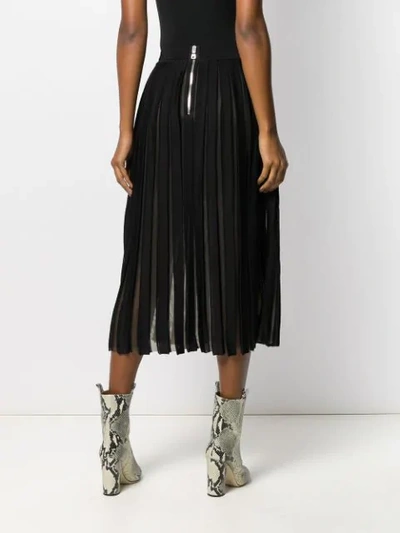 Shop Balmain Pleated Midi Skirt In Black