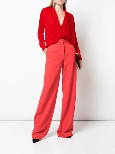 Shop Michelle Mason Wrap-style Silk Blouse In Red