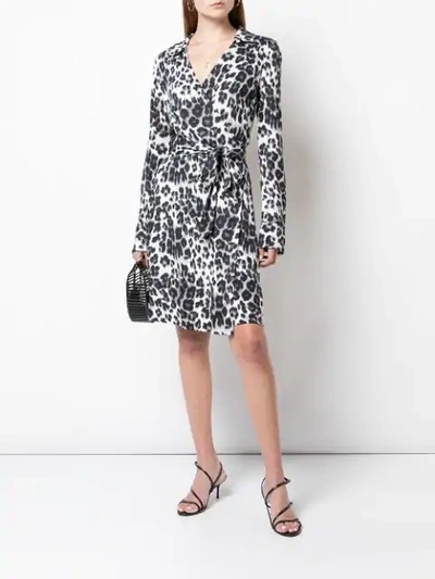 Shop Diane Von Furstenberg Leopard Print Wrap Dress In Black