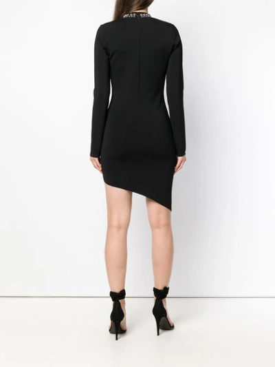 Shop Philipp Plein Studded Asymmetric Dress In Black