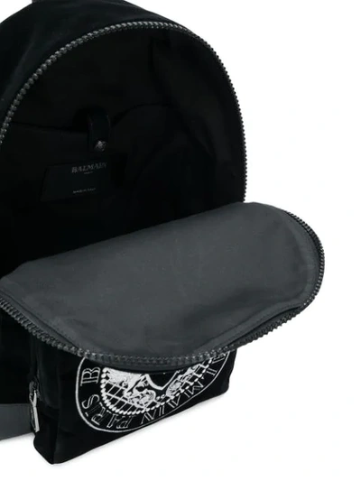 Shop Balmain Logo Backpack - Black