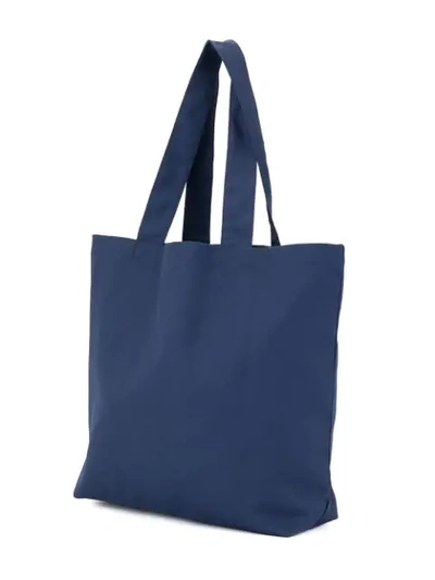 Shop Maison Kitsuné Logo-print Tote Bag In Blue