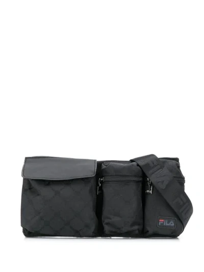 Shop Fila All-over Logo Belt Bag In Black