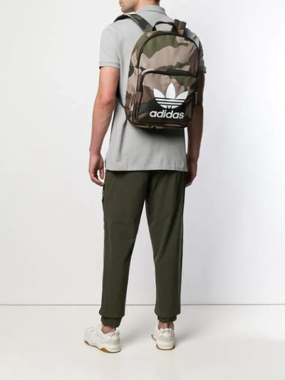 Shop Adidas Originals Trefoil Camouflage Backpack In Green