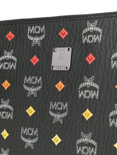 Shop Mcm Logo Print Clutch In Black
