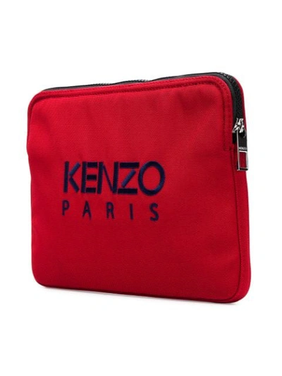 Shop Kenzo Tiger Embroidered Clutch In Red