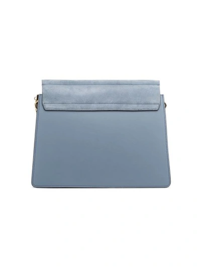 Shop Chloé Blue Faye Medium Leather And Suede Shoulder Bag