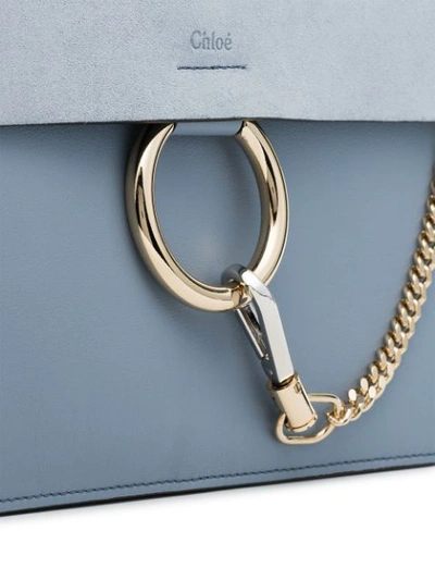 Shop Chloé Blue Faye Medium Leather And Suede Shoulder Bag